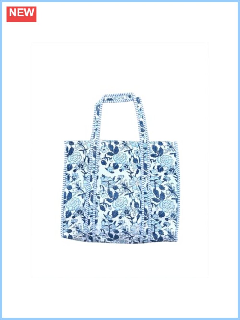 Quilted Cotton Hand Block Print Reversible Floral Large Tote Shoulder Bag